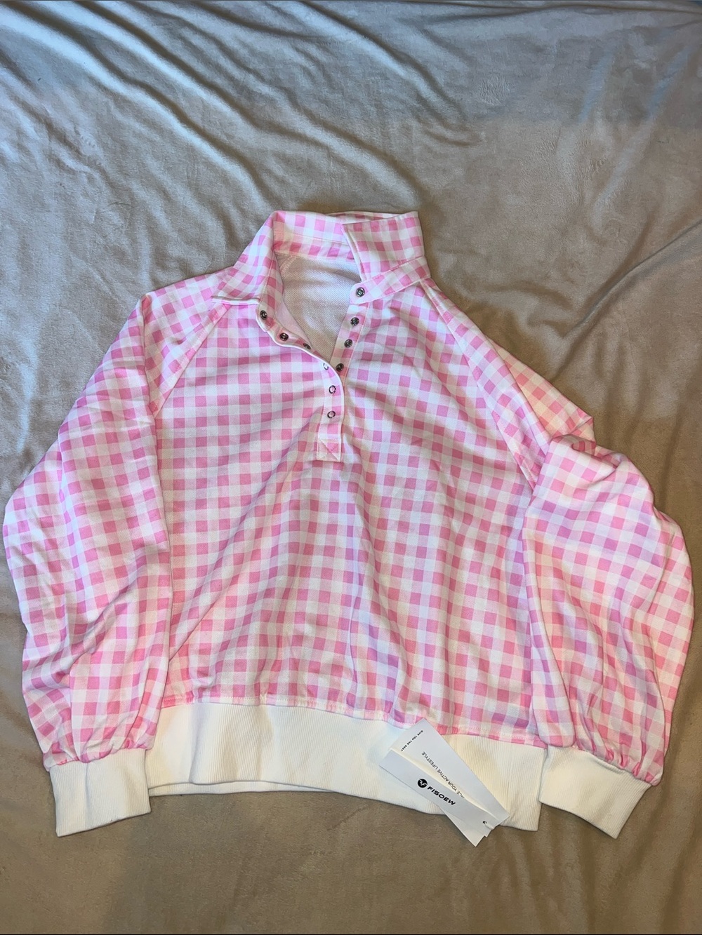 Pink Gingham Pullover Top